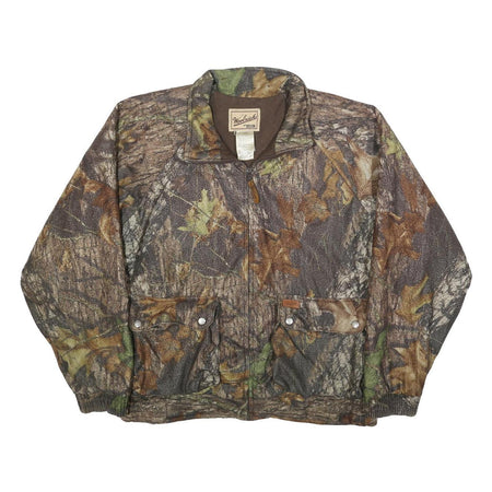 WOOLRICH Mens Brown Green Polyester Zip Jacket L Camouflage Outdoor Casual