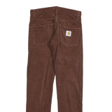 CARHARTT Mens Brown Cotton Blend Slim Straight Trousers W28 L32 Casual Wear