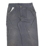 DICKIES Mens Cotton Blend Relaxed Grey Workwear Trousers W36 L32 Durable Zip