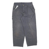 DICKIES Mens Cotton Blend Relaxed Grey Workwear Trousers W36 L32 Durable Zip