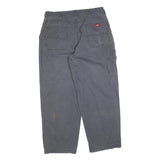 DICKIES Mens Cotton Blend Relaxed Grey Workwear Trousers W36 L32 Durable Zip