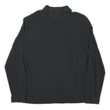 LACOSTE Mens Black Long Sleeve Plain Polo Shirt L Cotton Blend Casual