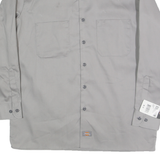 DICKIES Mens Grey & Black Long Sleeve Work Shirt M Durable Cotton Blend