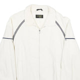 J. PAGE Mens White Cotton Blend Zip Jacket L Woven Plain Casual Sportswear