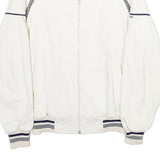 J. PAGE Mens White Cotton Blend Zip Jacket L Woven Plain Casual Sportswear