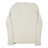 TIMBERLAND Womens Cream Patterned Jumper Round Neck Cable Knit S Wool Soft