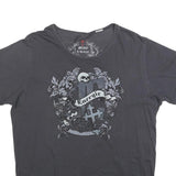 ENERGIE Womens Black Graphic T-Shirt XL Short Sleeve Round Neck Cotton Blend