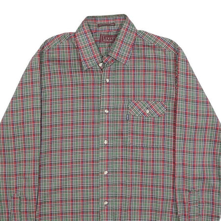 LEVI'S Mens Red & Green Check Shirt S Classic Cotton Blend Long Sleeve Button