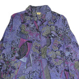 Womens Purple Patchwork Pattern Polyester Shirt M Vintage Style Long Sleeve