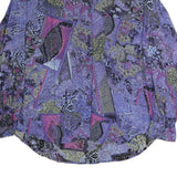 Womens Purple Patchwork Pattern Polyester Shirt M Vintage Style Long Sleeve