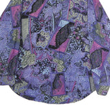 Womens Purple Patchwork Pattern Polyester Shirt M Vintage Style Long Sleeve