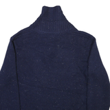 NAUTICA Mens Navy & Green Plain Pullover Jumper Shawl Collar Rib Knit L Sweater