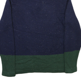 NAUTICA Mens Navy & Green Plain Pullover Jumper Shawl Collar Rib Knit L Sweater