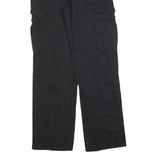 STR Mens Cotton Blend Black Regular Straight Trousers W30 L32 Casual Durable Zip