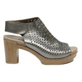 DANSKO Women's Open Back Peep Toe Leather Heels Silver UK 7 Comfortable Stylish