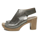 DANSKO Women's Open Back Peep Toe Leather Heels Silver UK 7 Comfortable Stylish