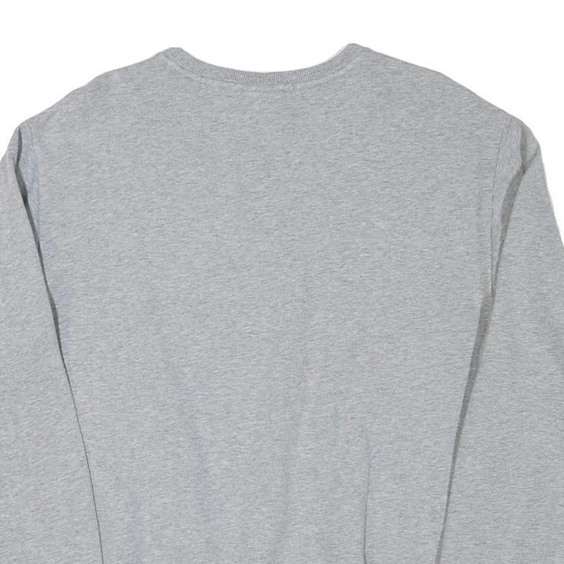 ELLESSE Mens Grey Cotton Blend Crew Neck Sweatshirt M Logo Print Pullover