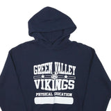 GILDAN Boys Navy Blue Green Valley Vikings Pullover Hoodie XL Physical Education