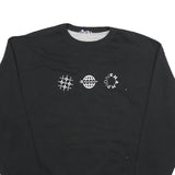CHAMPION Mens Black Cotton Blend Sweatshirt L Crew Neck Pullover Printed Logo
