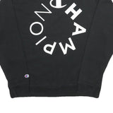 CHAMPION Mens Black Cotton Blend Sweatshirt L Crew Neck Pullover Printed Logo