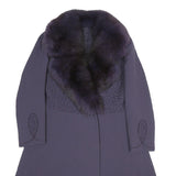 HENRI JEAN Womens Purple Wool Blend Button Jacket S Wool Blend Plain Elegant