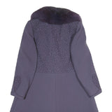 HENRI JEAN Womens Purple Wool Blend Button Jacket S Wool Blend Plain Elegant