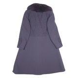 HENRI JEAN Womens Purple Wool Blend Button Jacket S Wool Blend Plain Elegant