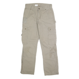 CARHARTT Mens Cotton Beige Relaxed Cargo Trousers W30 L30 Durable Workwear