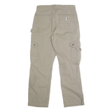 CARHARTT Mens Cotton Beige Relaxed Cargo Trousers W30 L30 Durable Workwear