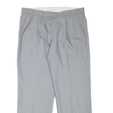 HAGMAN Mens Regular Fit Grey Wool Blend Zip Fly Trousers W35 L29 Classic Formal