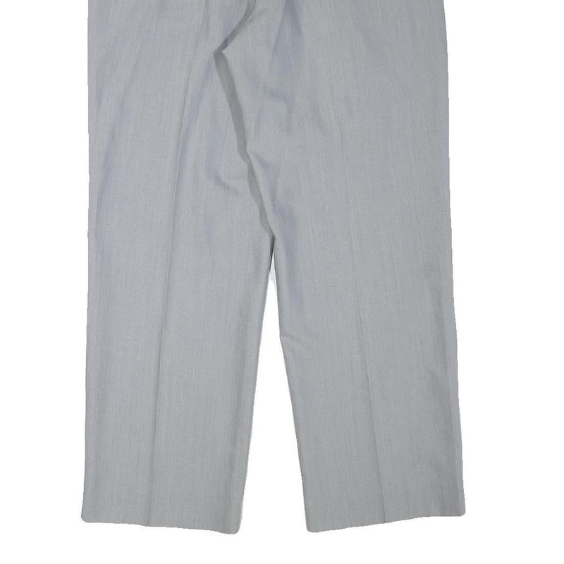 HAGMAN Mens Regular Fit Grey Wool Blend Zip Fly Trousers W35 L29 Classic Formal