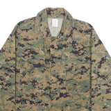 Mens Green Brown Digital Camo Military Jacket S Cotton Blend Button Plain Casual