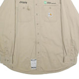 CARHARTT Mens Beige Work Shirt XL Cotton Blend Button-Down Long Sleeve Utility