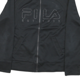 FILA Mens Black Zip Jacket S Polyester Blend Plain Lightweight Sportswear
