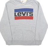 LEVI'S Mens Grey Pullover Hoodie S Cotton Blend Casual Drawstring Hooded