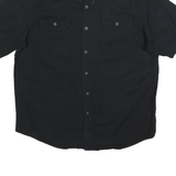 WRANGLER Mens Black Plain Shirt L Cotton Blend Casual Short Sleeve