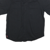 WRANGLER Mens Black Plain Shirt L Cotton Blend Casual Short Sleeve