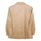 MANEBO Womens Beige Leather Button Jacket M Smooth Finish Classic Style