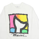 TEEJAYS Mens White Pullover M Cotton Blend Crew Neck Sweatshirt Colourblock Maui