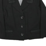 Womens Black Tailored Jacket L Polyester Blend Button Plain Classic Formal