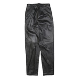 Black Womens Regular Fit Leather Trousers W26 L30 Zip Closure Stylish
