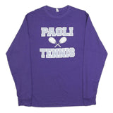 JERZEES Mens Purple & Light Grey Paoli Tennis Graphic Long Sleeve Crew Neck