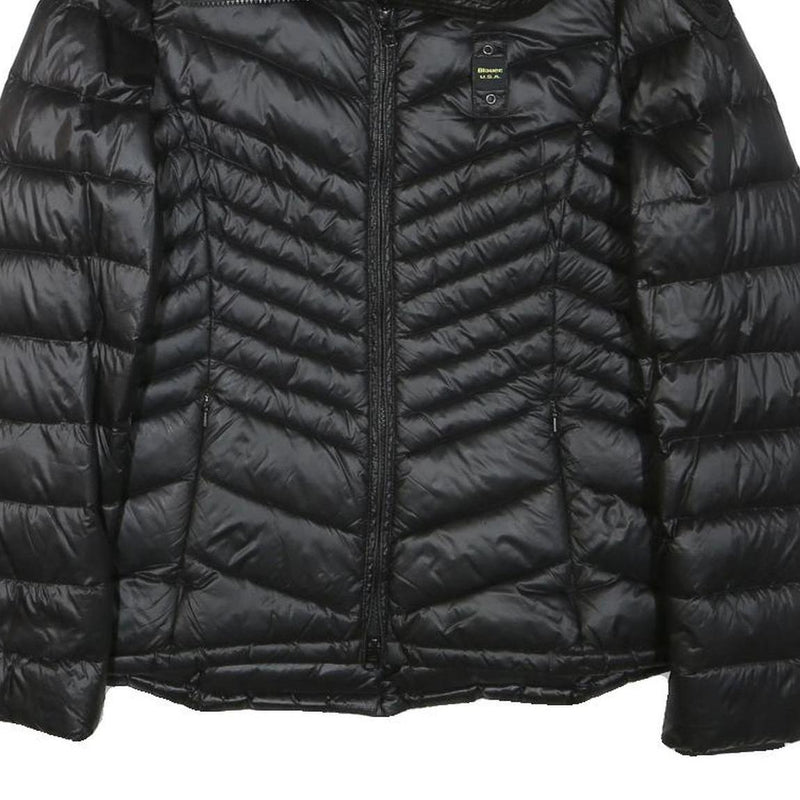BLAUER Womens Black Quilted Puffer Jacket S Polyester Blend Zip Lightweight