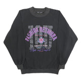 IOU Womens Black Fashion Network Crew Neck S Cotton Graphic Print Sweatshirt