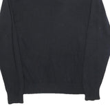 TOMMY HILFIGER Mens Black Plain Cotton Jumper V-Neck Basic Knit M Classic