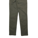 CARHARTT Mens Cotton Blend Slim Fit Green Trousers W28 L32 Casual Zip Closure