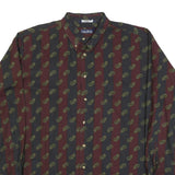 NAUTICA Mens Black & Maroon Paisley Patterned Shirt XL Cotton Blend Classic