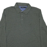 NAUTICA Mens Green Long Sleeve Plain Polo Shirt L Cotton Blend Classic Fit