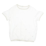 MILLA STAR Womens White Printed Top Short Sleeve Round Neck M Casual