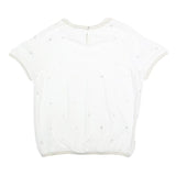 MILLA STAR Womens White Printed Top Short Sleeve Round Neck M Casual